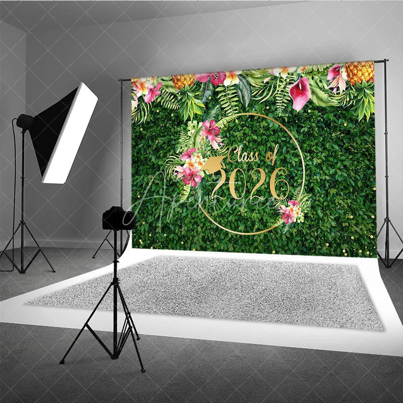 Aperturee - Hawaii Floral Green Leaves 2026 Backdrop For Photo