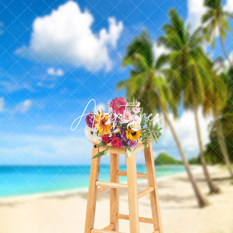 Aperturee - Hawaii Palm Tree Island Seawater Photoshoot Backdrop