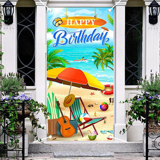 Aperturee - Hawaiian Coast Beach Summer Birthday Door Cover