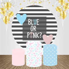 Aperturee - Heart Black Stripe Round Baby Shower Backdrop Kit