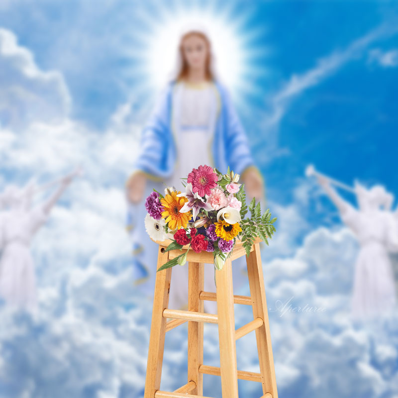 Aperturee - Heaven Virgin Mary Angel Blue Sky Funeral Backdrop