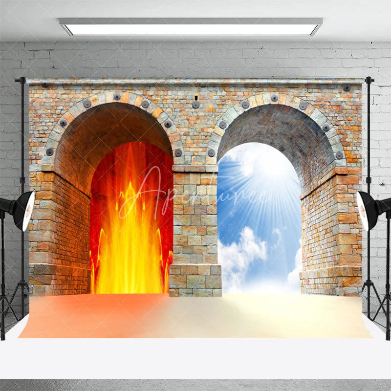 Aperturee - Hell And Heaven Brick Stone Arches Memorial Backdrop