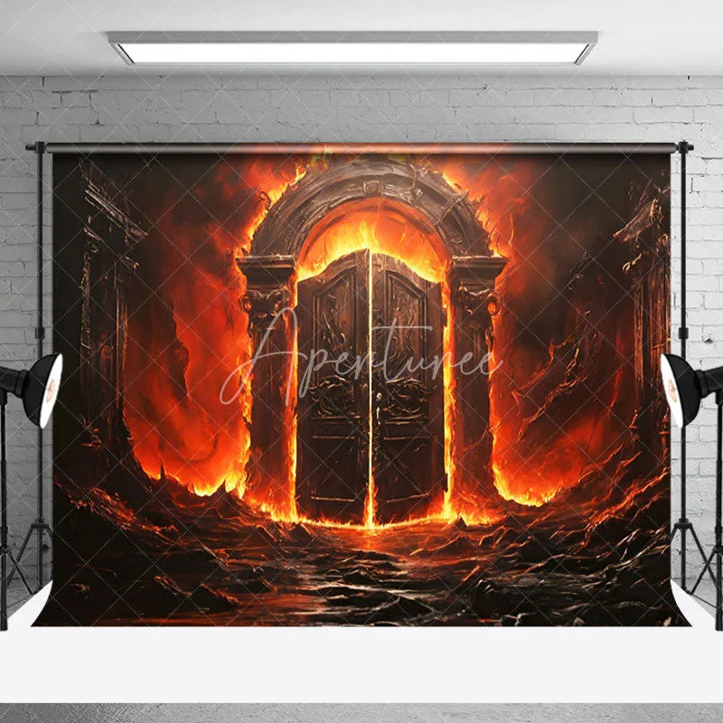 Aperturee - Hell Burning Door Portrait Photography Backdrop