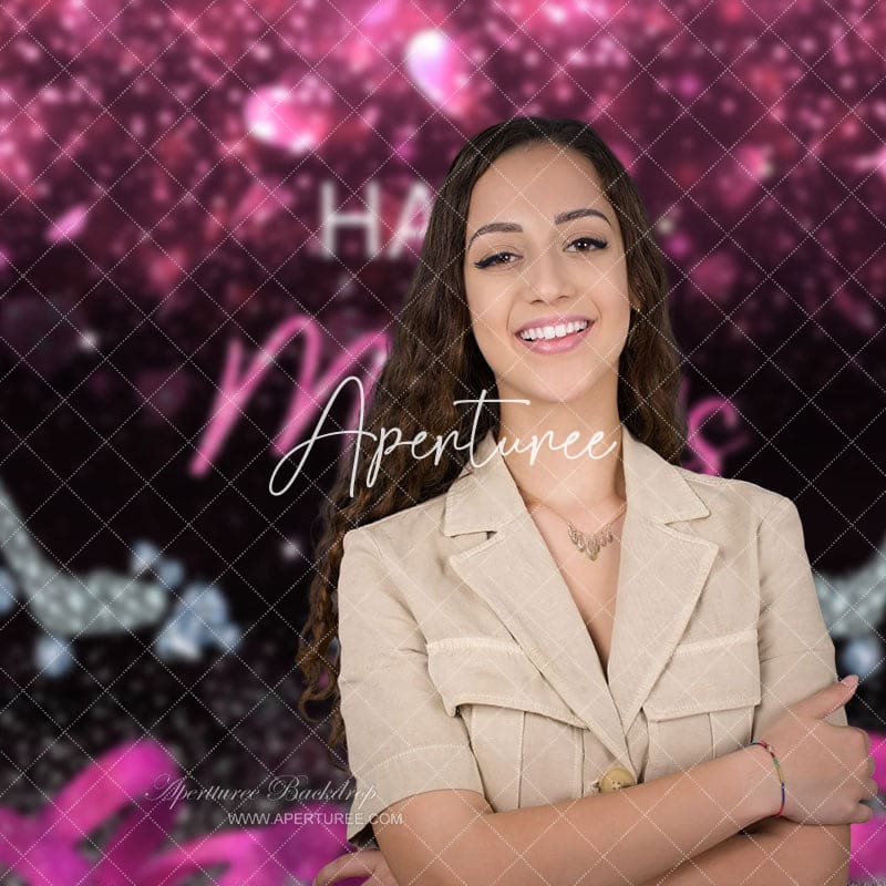 Aperturee - High Heel Pink And Black Sparkling Mothers Day Backdrop