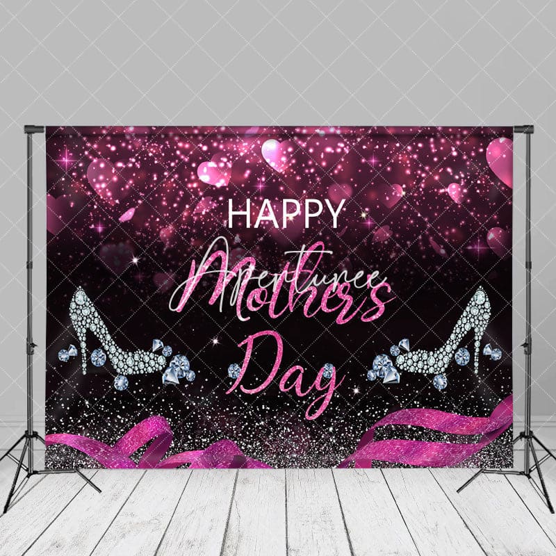 Aperturee - High Heel Pink And Black Sparkling Mothers Day Backdrop