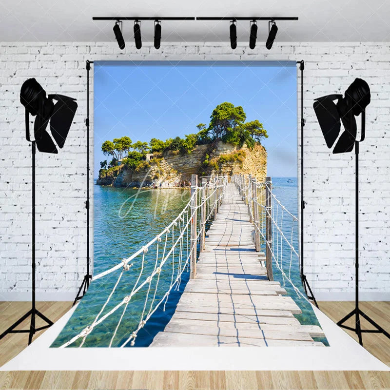 Aperturee - Hillside Plank Road Sea Natural Scenery Backdrop