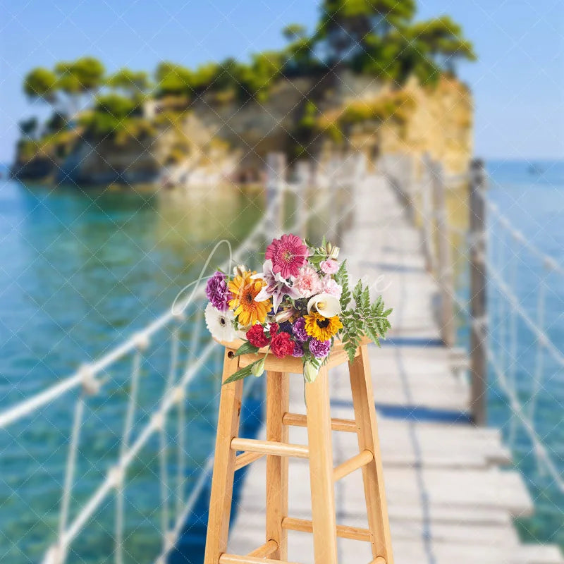 Aperturee - Hillside Plank Road Sea Natural Scenery Backdrop