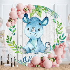 Aperturee - Hippo And Wooden Circle Baby Shower Backdrop