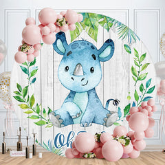 Aperturee - Hippo And Wooden Circle Baby Shower Backdrop