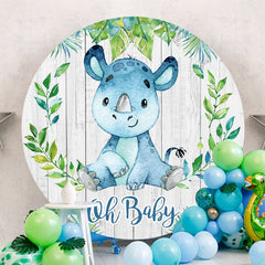 Aperturee - Hippo And Wooden Circle Baby Shower Backdrop