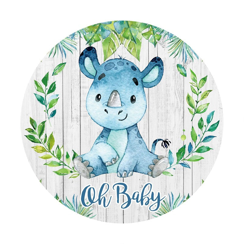 Aperturee - Hippo And Wooden Circle Baby Shower Backdrop