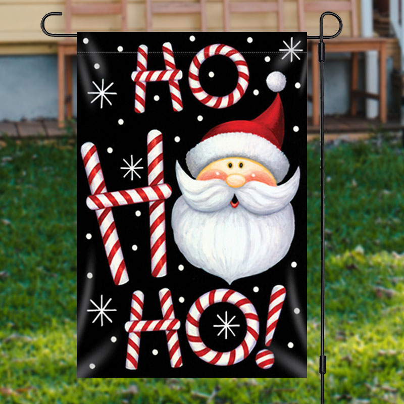 Aperturee - Hoho Santa Claus Black Snowy Christmas Garden Flag