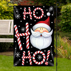 Aperturee - Hoho Santa Claus Black Snowy Christmas Garden Flag