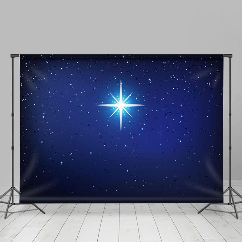 Aperturee - Holy Light Night Star Dark Blue Christmas Backdrop