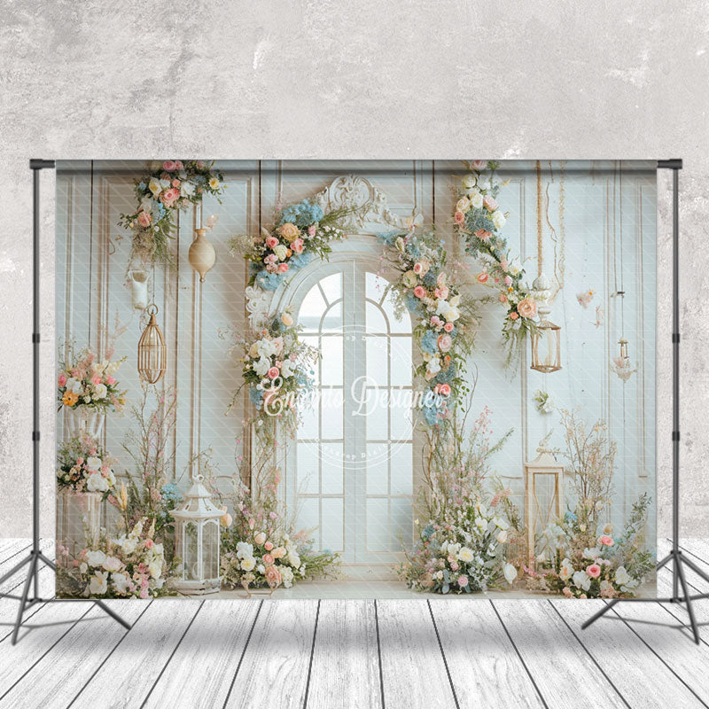 Aperturee - Holy Pure White Door Flower Wedding Photo Backdrop