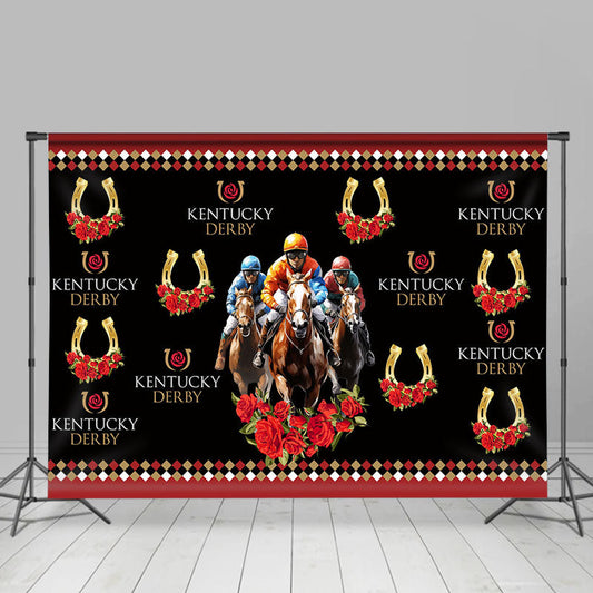 Aperturee - Horse Rider Rose Horseshoe Kentucky Derby Backdrop