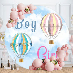 Aperturee - Hot Air Ballon Boy Or Girl Round Baby Shower Backdrop