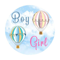 Aperturee - Hot Air Ballon Boy Or Girl Round Baby Shower Backdrop