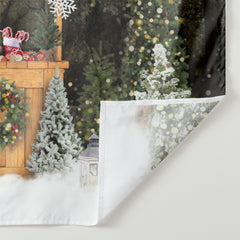 Aperturee - Hot Cocoa Night Snowy Trees Christmas Backdrop