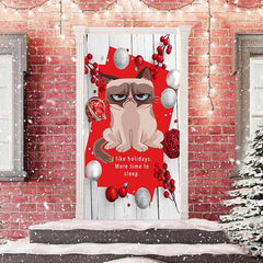 Aperturee - I Like Holidays Cat Wood Christmas Balls Door Cover