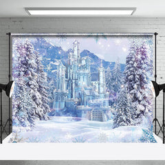 Aperturee - Ice Kingdom Castle Mountain Trees Winter Backdrop
