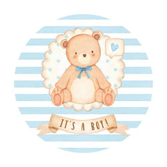Aperturee - Its A Boy Bear Blue Circle Baby Shower Backdrop