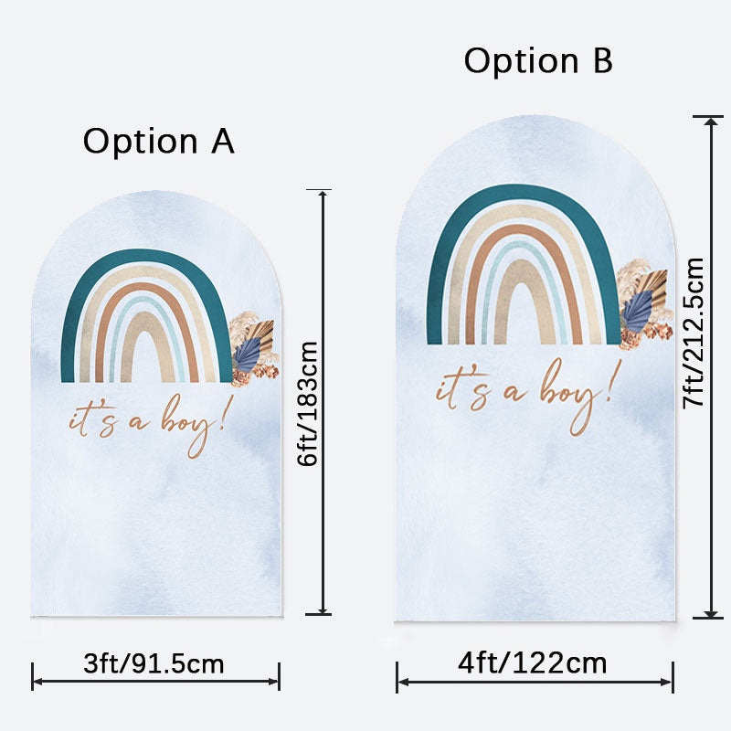 Aperturee - Its A Boy Boho Rainbow Double Sided Arch Backdrop