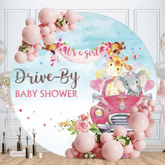Aperturee - Its A Girl Drive By Baby Shower Round Backdrop