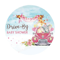 Aperturee - Its A Girl Drive By Baby Shower Round Backdrop