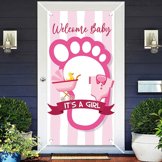 Aperturee - Its A Girl Pink Stroller Baby Shower Door Cover