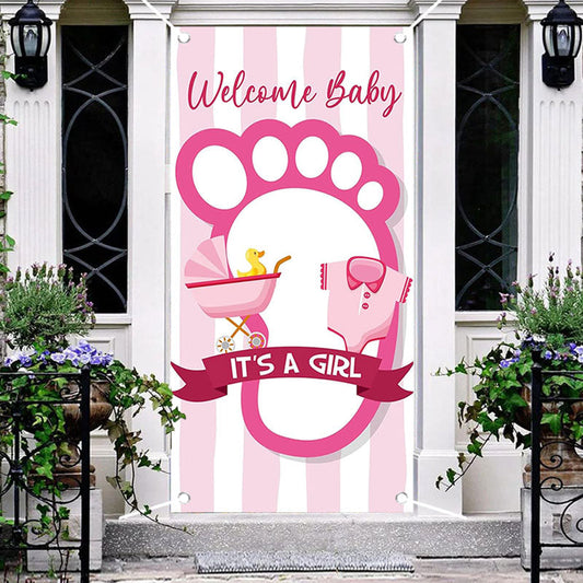 Aperturee - Its A Girl Pink Stroller Baby Shower Door Cover