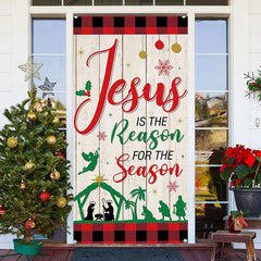 Aperturee - Jesus Red Grid White Board Christmas Door Cover