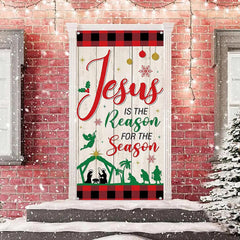 Aperturee - Jesus Red Grid White Board Christmas Door Cover