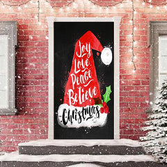Aperturee - Joy Love Peace Believe Xmas Hat Christmas Door Cover
