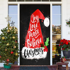 Aperturee - Joy Love Peace Believe Xmas Hat Christmas Door Cover