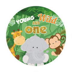 Aperturee - Jungle Animals Round Wild 1st Birthday Backdrop