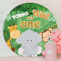 Aperturee - Jungle Animals Round Wild 1st Birthday Backdrop
