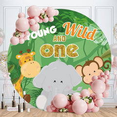 Aperturee - Jungle Animals Round Wild 1st Birthday Backdrop