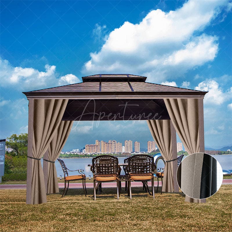 Aperturee - (7 Day Delivery) Khaki Home Decor Waterproof Grommet Top Outdoor Curtains for Front Porch