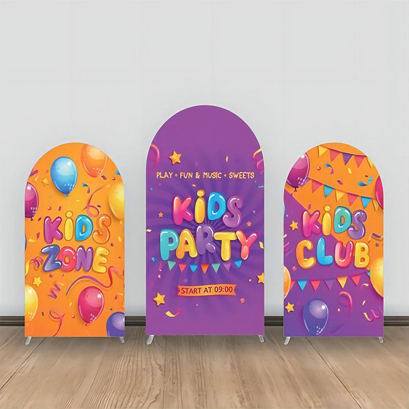 Aperturee - Kid Club Balloon Flag Purple Party Arch Backdrop Kit