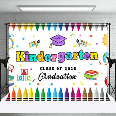 Aperturee - Kindergarten Colored Crayon Kids Graduation Backdrop