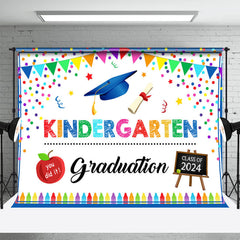Aperturee - Kindergarten Colorful Crayon Dot Graduation Backdrop