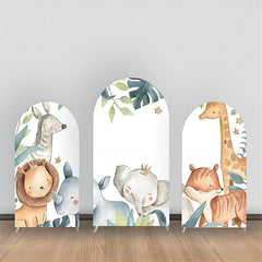 Aperturee - Leaves Cute Wild Animals Birthday Arch Backdrop Kit