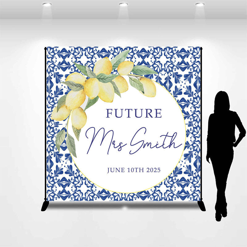 Aperturee - Lemon Custom Name Future Mrs Bridal Shower Backdrop