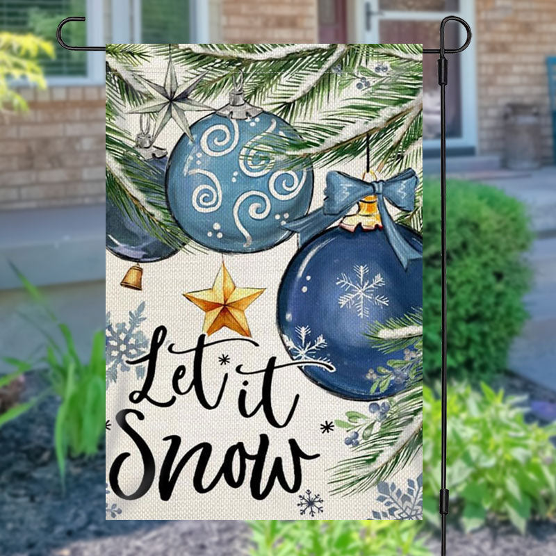 Aperturee - Let It Show Blue Bauble Plant Christmas Garden Flag