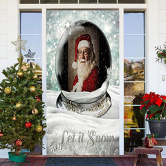 Aperturee - Let It Snow Crystal Santa Claus Christmas Door Cover