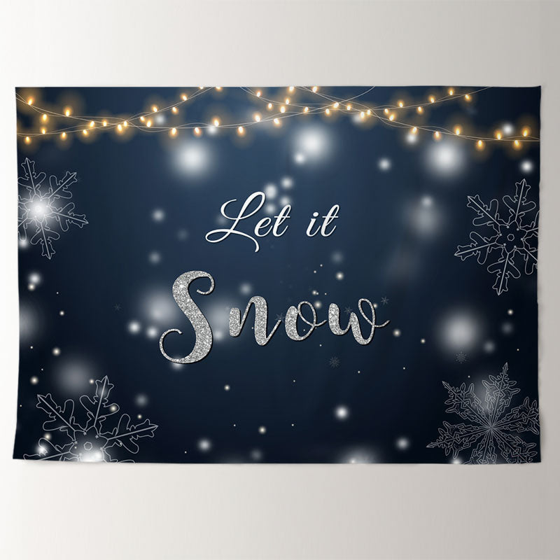 Aperturee - Let It Snow Glitter Night Winter Christmas Backdrop