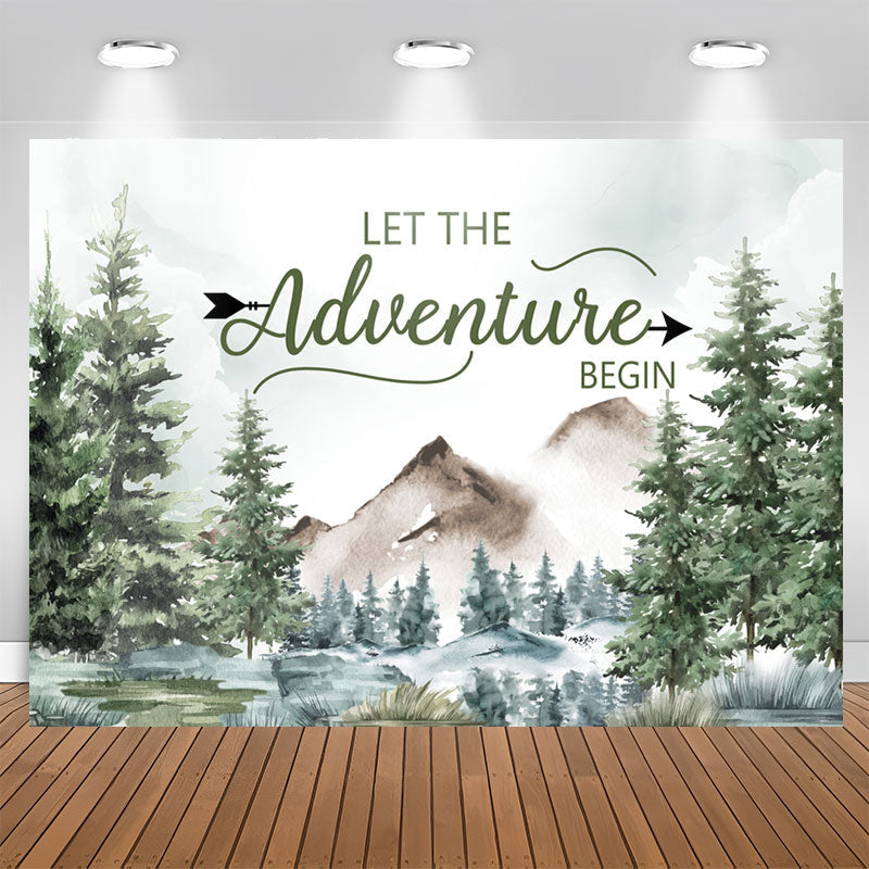 Aperturee - Let The Adventure Begin Forest Jungle Baby Shower Backdrop