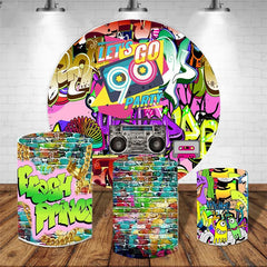 Aperturee Lets Go Party Hiphop Graffiti Round Backdrop Kit