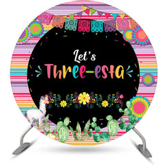 Aperturee - Lets Three Esta Floral Round 3rd Birthday Backdrop